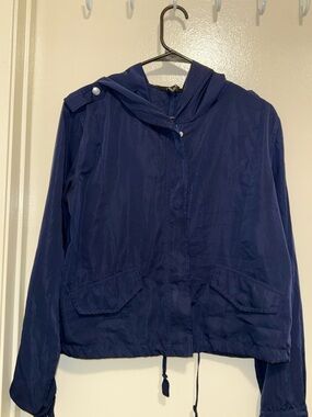 Forever 21 Navy Hooded Windbreaker Jacket